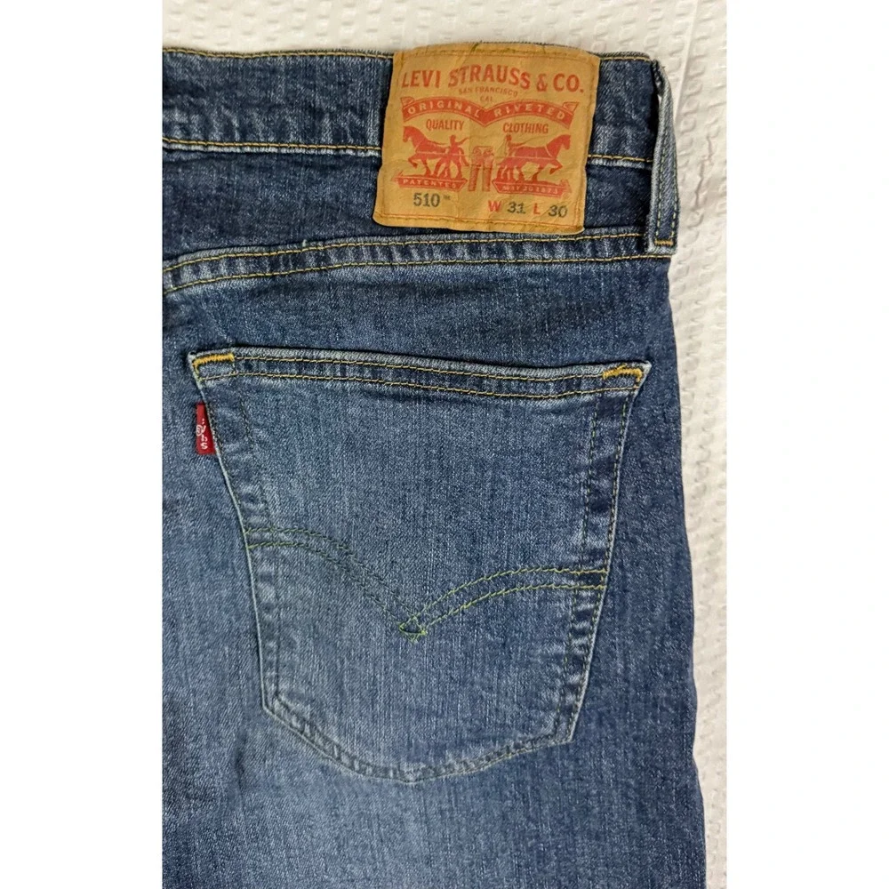 Levis 510 Skinny Fit Mens Jeans 31x30 Medium Wash Blue Denim Pants